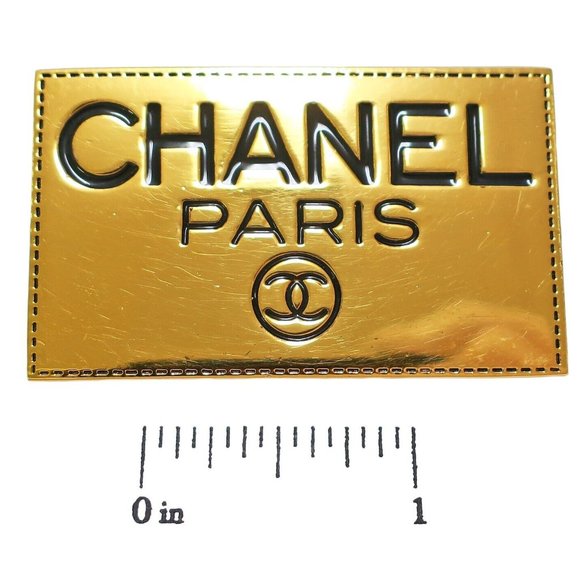 Vintage Chanel Paris 1984 Pearl Crystal Coco Letter Bar Pin  Chanel Paris Gold Plated Rectangle Pin Brooch
